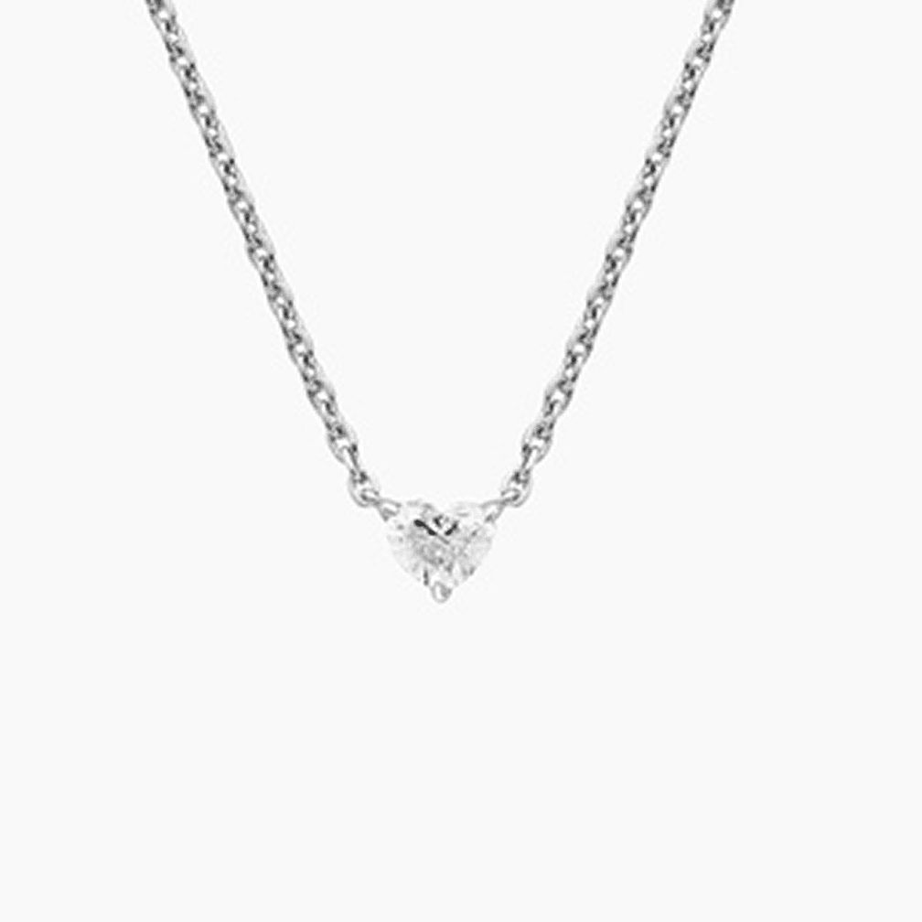 Silver Heart Shaped Lab Diamond Pendant